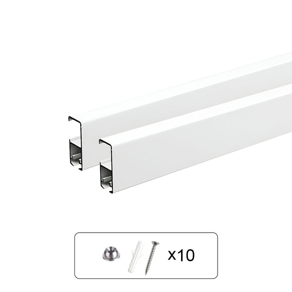 Two 59" (150cm) Wall Mounted Rail Pro for Picture Hanging, Hidden Screw Design
