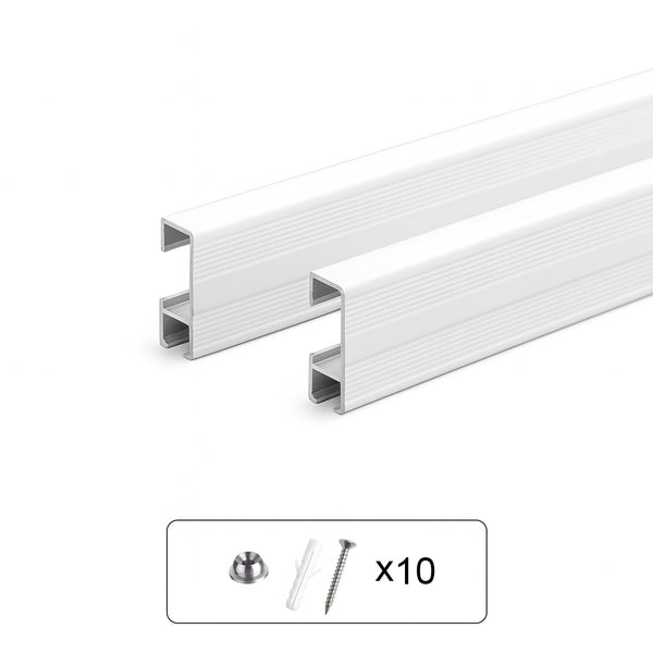 Two 59" (150cm) Click Rails for Picture Hanging – Wall Mounted, Hidden Screw Design