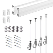 画像をギャラリービューアに読み込む, Complete Picture Hanging Systems Kit Wall Mounted ( 2x 48&quot; Click rails 4 Nylon Cables 4 Hooks 4 End caps )