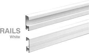 Picture Hanging System Click Rail Kits,in one Set Included Two of White Rails 59", Four of Nylon Cables, six of Hooks, Four of end caps, and Installation Hardware