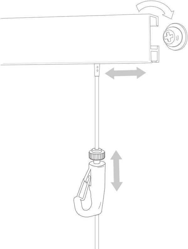 Picture Hanging System Click Rail Kits,in one Set Included Two of White Rails 59", Four of Nylon Cables, six of Hooks, Four of end caps, and Installation Hardware
