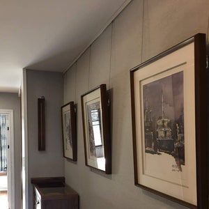 Picture Hanging System Click Rail Kits,in one Set Included Two of White Rails 59", Four of Steel Cables, six of Hooks, Four of end caps, and Installation Hardware