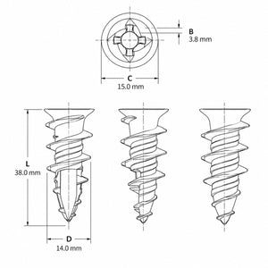 FLAZUP AC-08PJK M14 × 38 mm Screw-in Drywall Anchors with Screws (6-Pack)