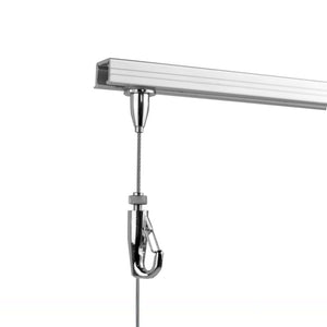 Complete Kit Ceiling Mounted Picture Hanging Systems ( 2x 59" U-rails 4 Stainless Steel Cables 4 Hooks )