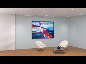 Picture Hanging System Click Rail Kits,in one Set Included Two of White Rails 59", Four of Nylon Cables, six of Hooks, Four of end caps, and Installation Hardware