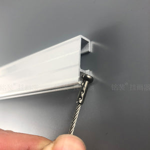 Complete Picture Hanging Systems Kit Wall Mounted ( 2x 48" Click rails 4 Stainless Steel Cables 4 Hooks 4 End caps )